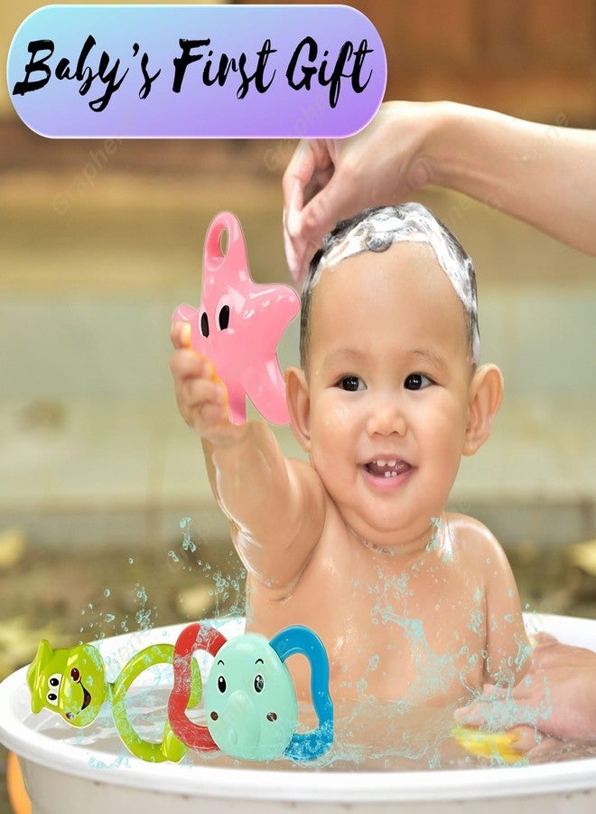GRAPHENE Plastic 5 Pcs Rattles Toys Set for Baby Colourful Rattle Teether Set Non Toxic Shake & Grab Rattle Set Gift for New Born Kids Toddlers & Infants 3-12 Months Boy Girl - Image 3